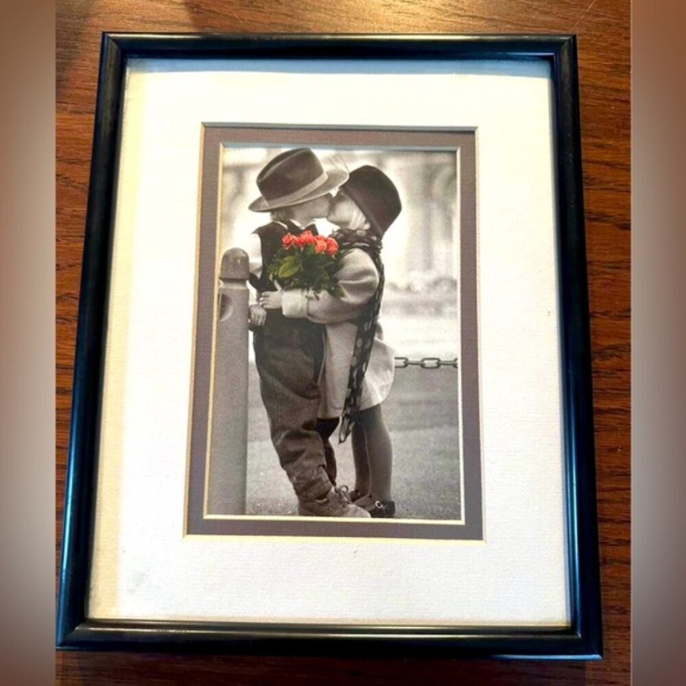 90's Kitsch Framed Art!Toddler Boy & Girl Dressed Up. 1995!